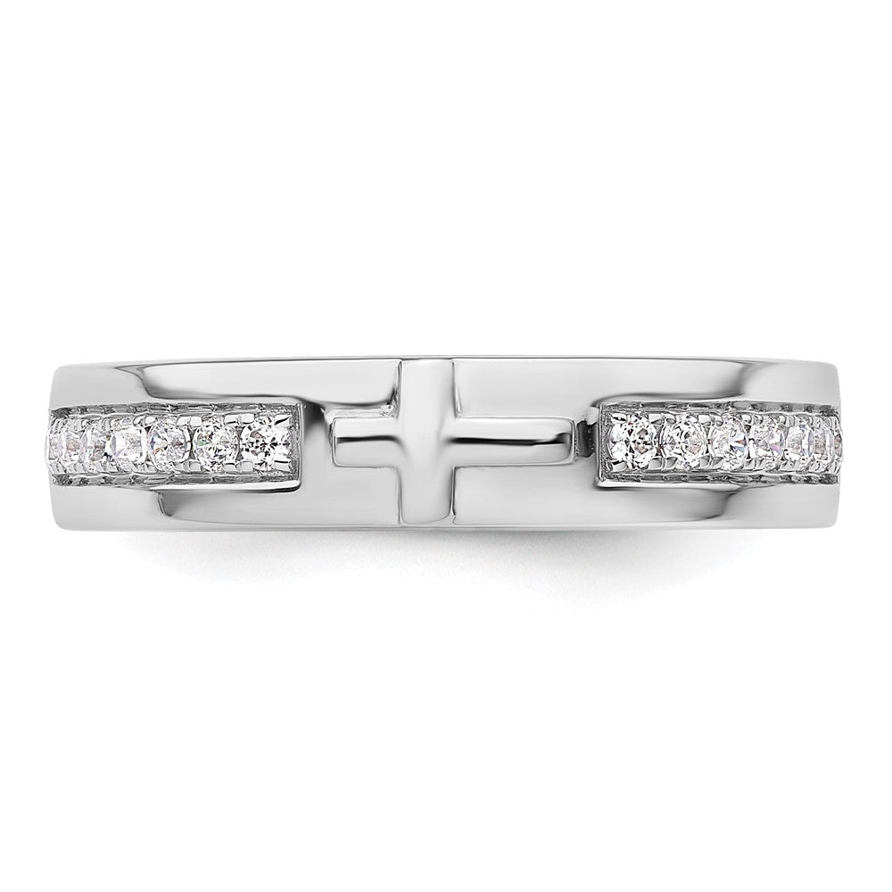 14k White Gold 1/4 Ct. Lab Grown Diamond VS/SI+ G+ Complete Men's Cross Band