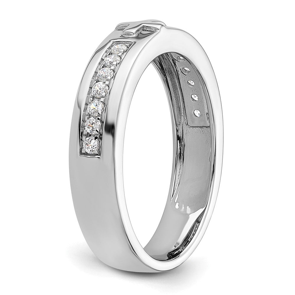 14k White Gold 1/4 Ct. Lab Grown Diamond VS/SI+ G+ Complete Men's Cross Band