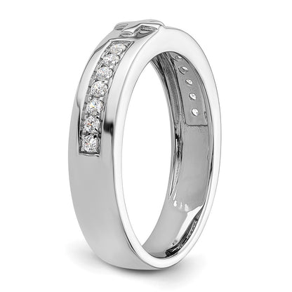 14k White Gold 1/4 Ct. Lab Grown Diamond VS/SI+ G+ Complete Men's Cross Band