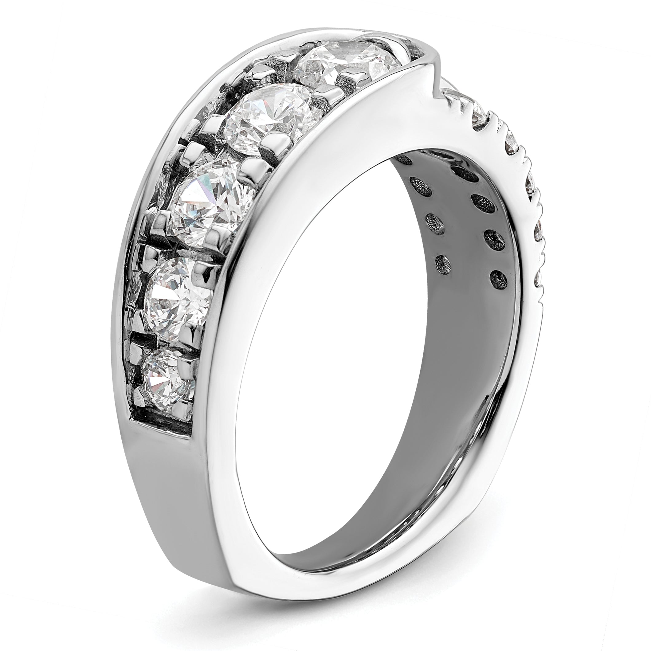 14K White Gold Lab Grown Diamond Vs/Si+ G+ Complete Fancy Band (Size 7 Only)