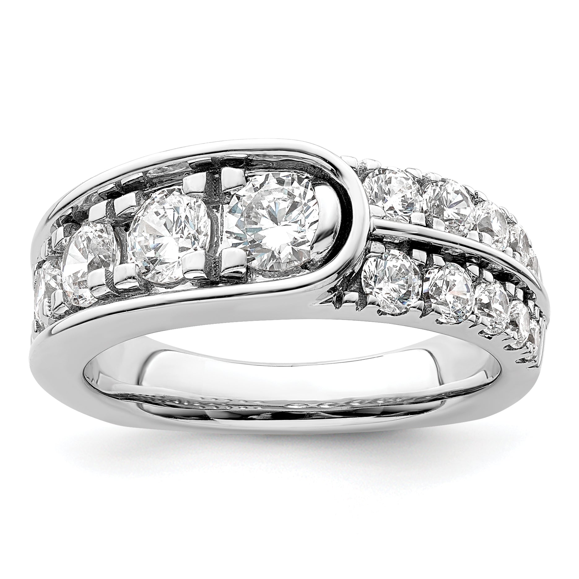 14K White Gold Lab Grown Diamond Vs/Si+ G+ Complete Fancy Band (Size 7 Only)