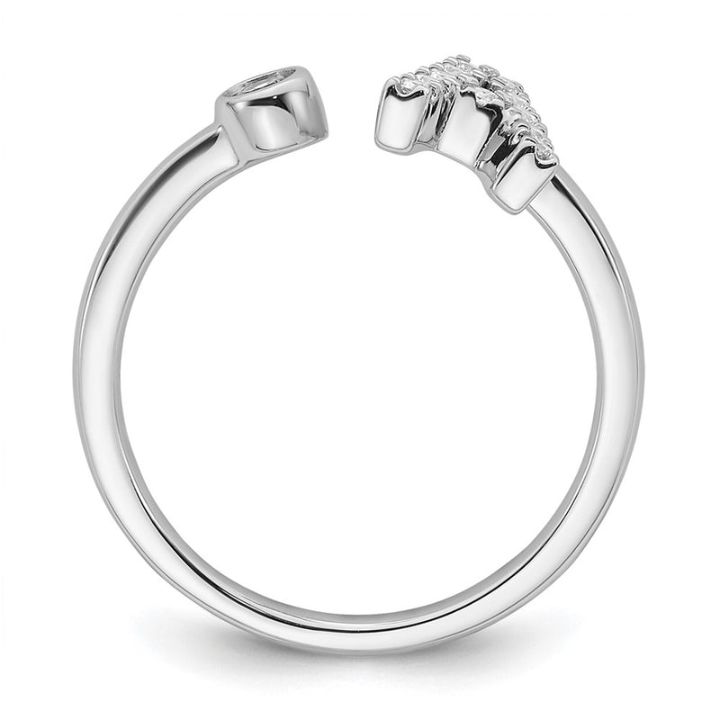 14k White Gold 1/6 Ct. Lab Grown Diamond VS/SI+ G+ Initial A Adjustable Ring