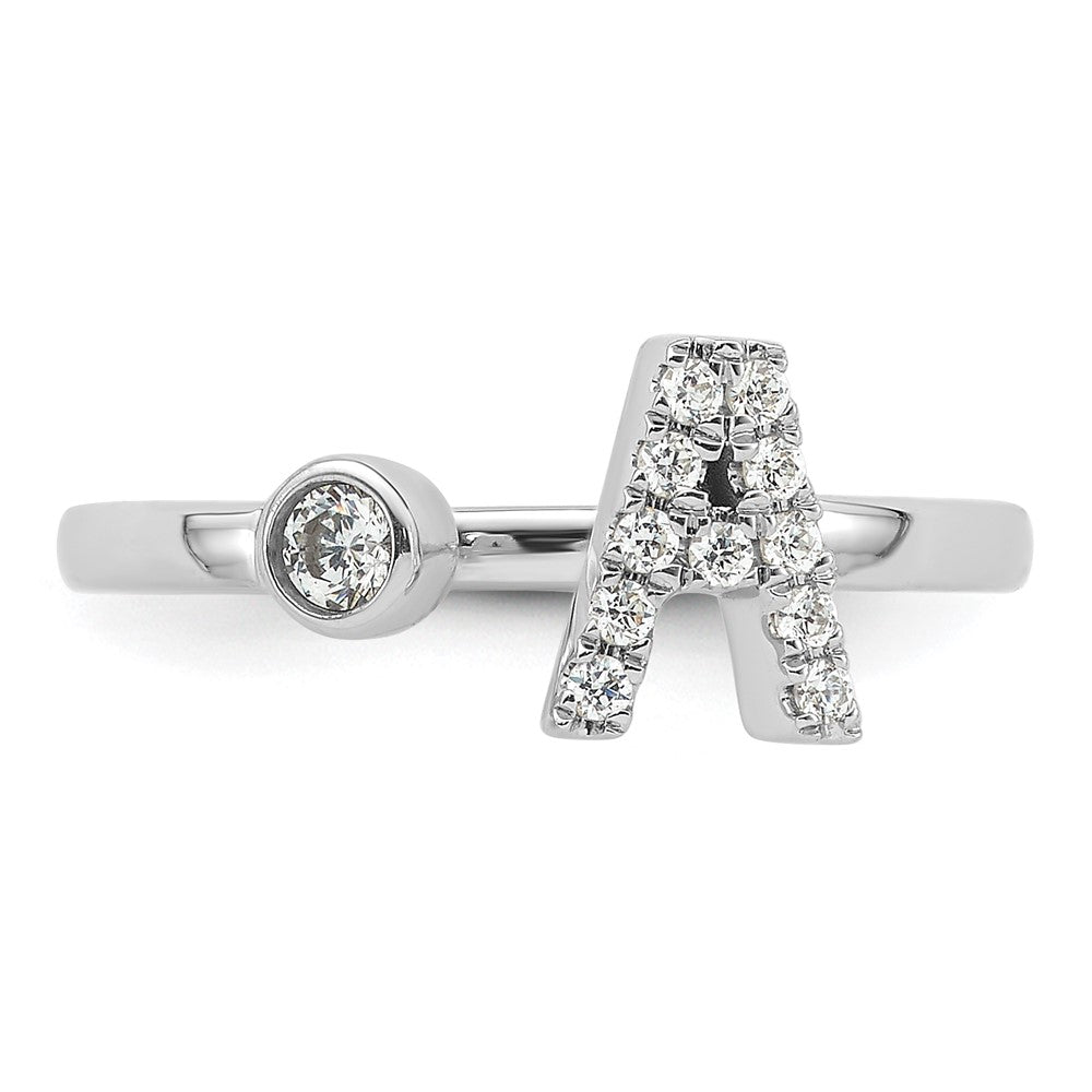 14k White Gold 1/6 Ct. Lab Grown Diamond VS/SI+ G+ Initial A Adjustable Ring