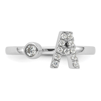 14k White Gold 1/6 Ct. Lab Grown Diamond VS/SI+ G+ Initial A Adjustable Ring