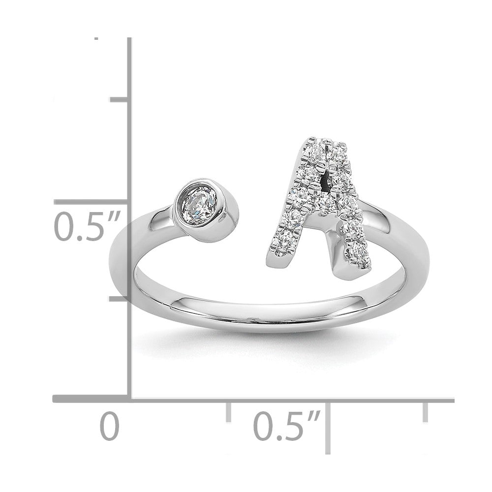14k White Gold 1/6 Ct. Lab Grown Diamond VS/SI+ G+ Initial A Adjustable Ring