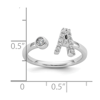 14k White Gold 1/6 Ct. Lab Grown Diamond VS/SI+ G+ Initial A Adjustable Ring