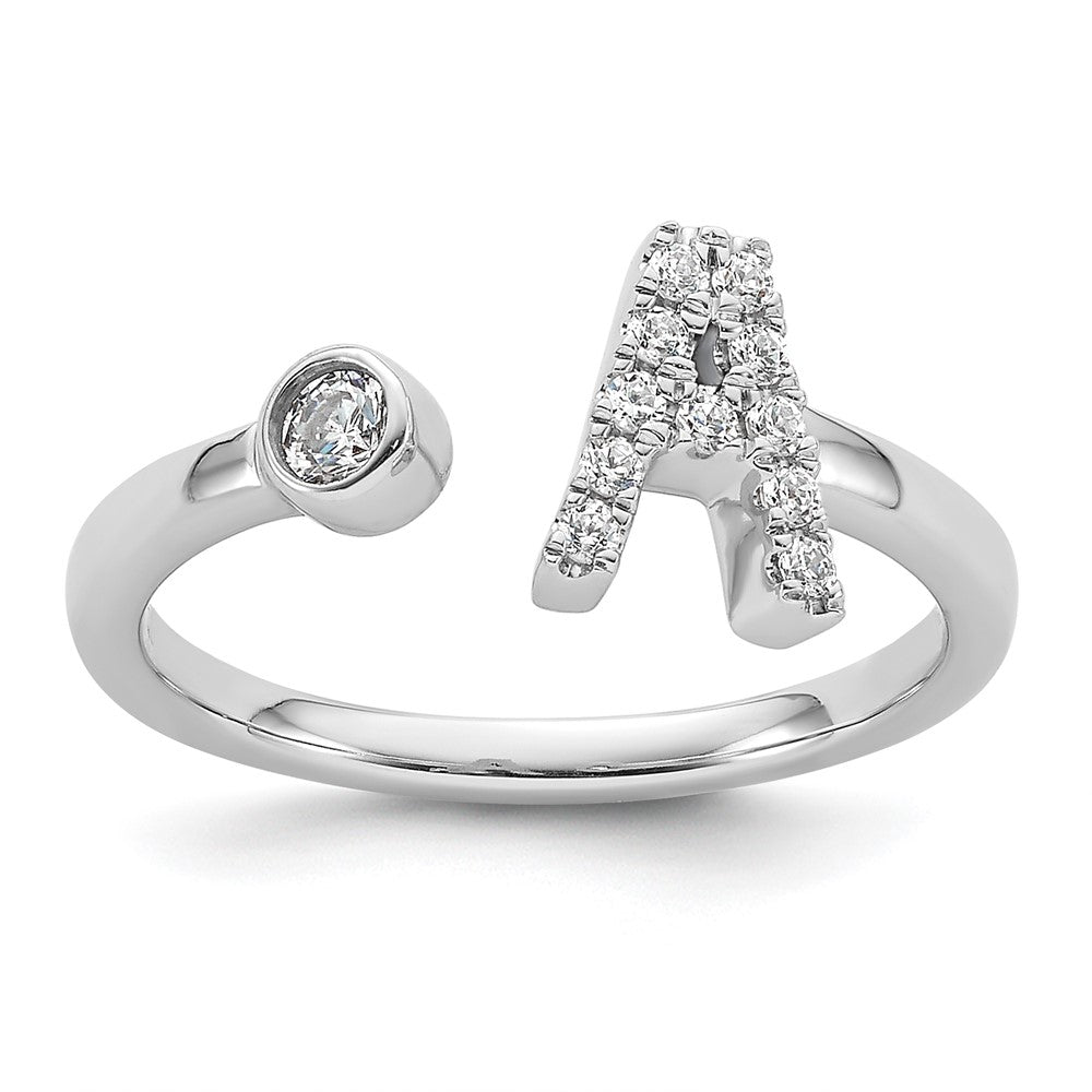 14k White Gold 1/6 Ct. Lab Grown Diamond VS/SI+ G+ Initial A Adjustable Ring