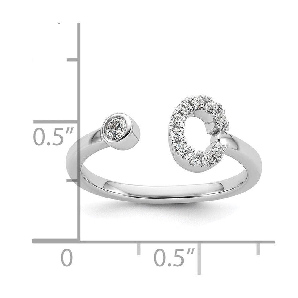14K White Gold 1/5 Carat Lab Grown Diamond Vs/Si+ G+ Initial C Adjustable Ring