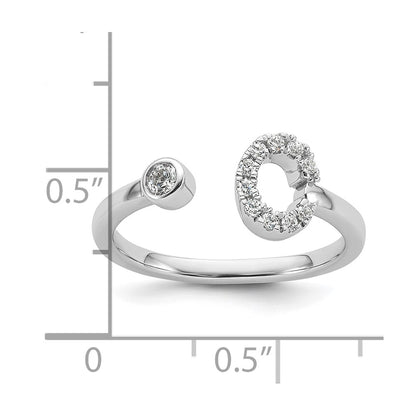 14K White Gold 1/5 Carat Lab Grown Diamond Vs/Si+ G+ Initial C Adjustable Ring