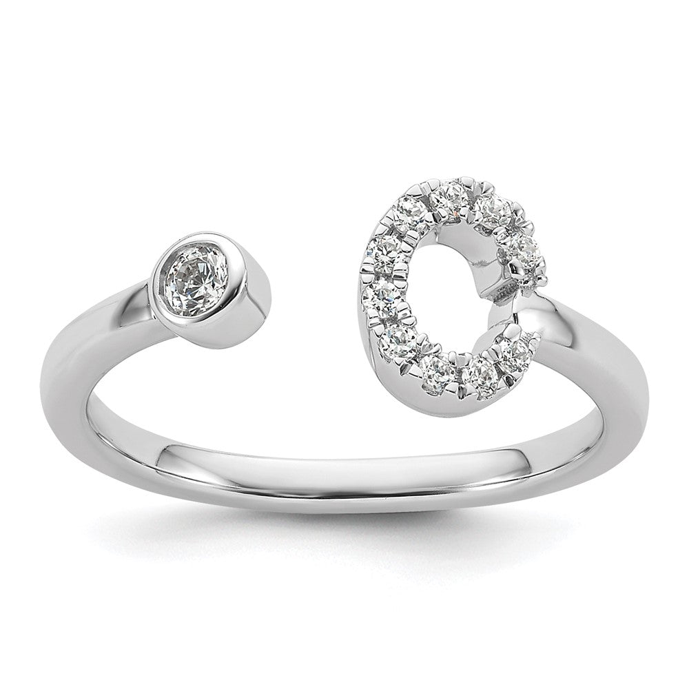 14K White Gold 1/5 Carat Lab Grown Diamond Vs/Si+ G+ Initial C Adjustable Ring