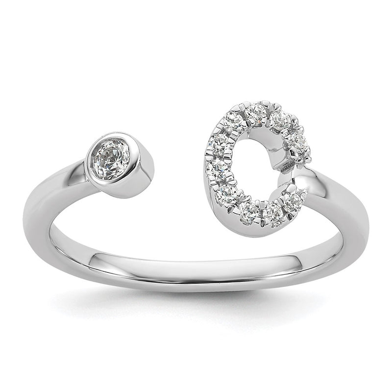 14K White Gold 1/5 Carat Lab Grown Diamond Vs/Si+ G+ Initial C Adjustable Ring