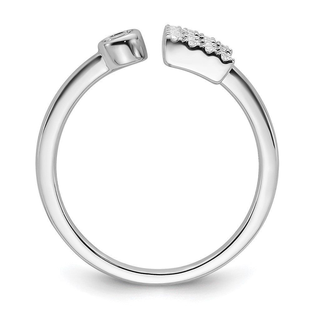 14K White Gold 1/5 Carat Lab Grown Diamond Vs/Si+ G+ Initial E Adjustable Ring