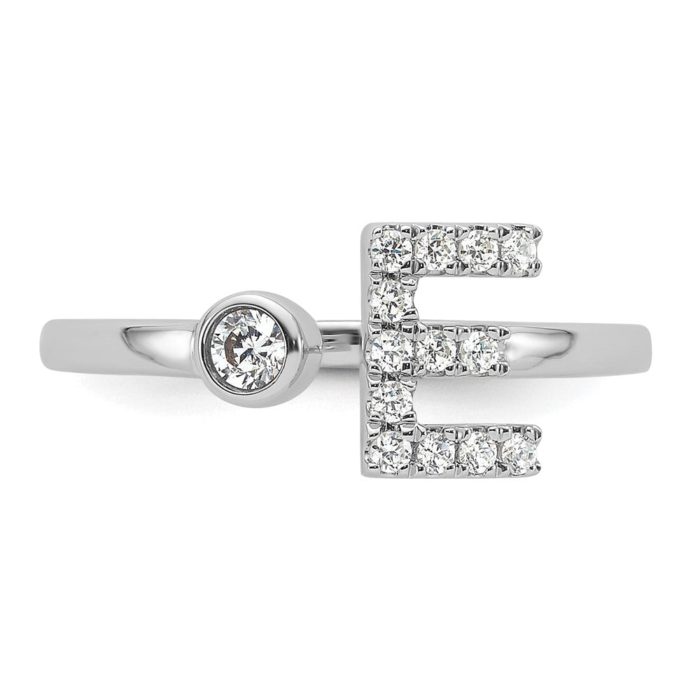 14K White Gold 1/5 Carat Lab Grown Diamond Vs/Si+ G+ Initial E Adjustable Ring