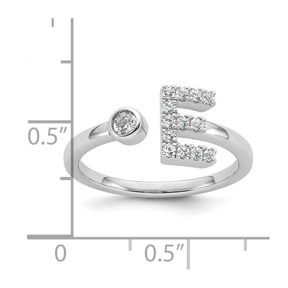 14K White Gold 1/5 Carat Lab Grown Diamond Vs/Si+ G+ Initial E Adjustable Ring