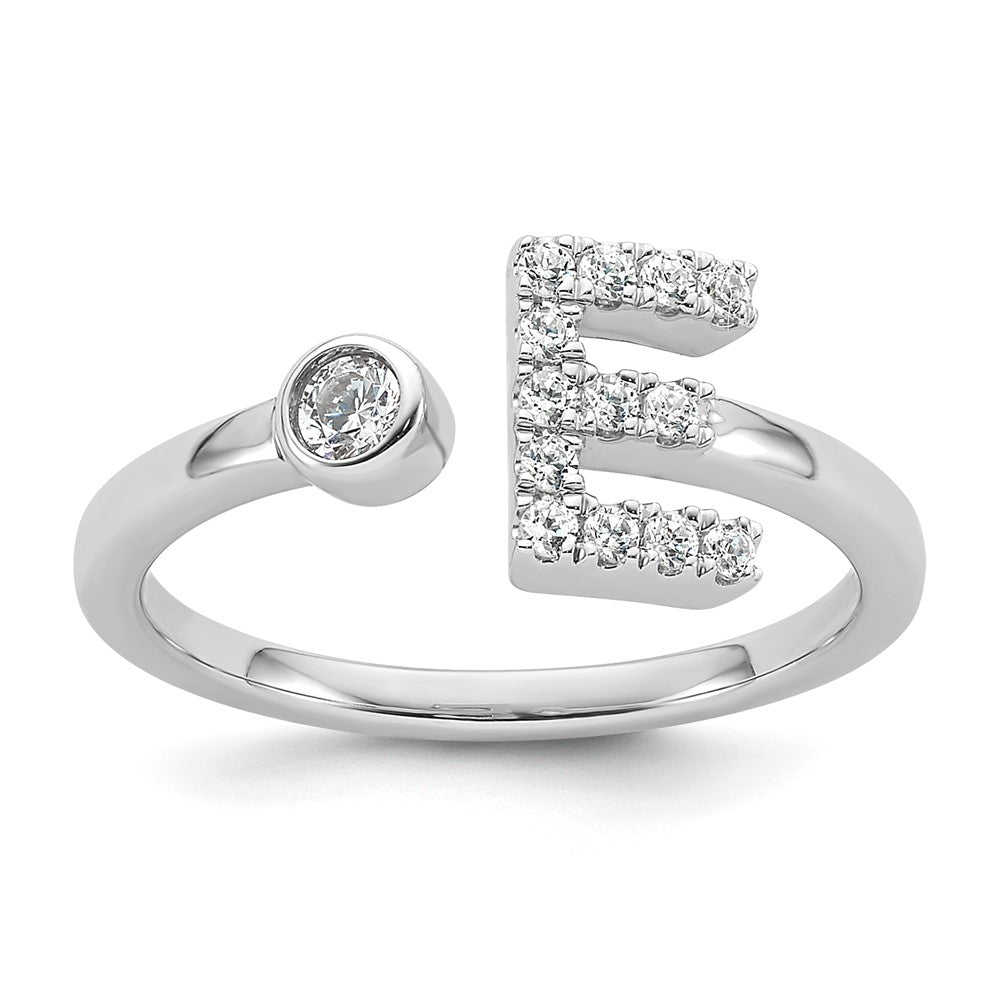 14K White Gold 1/5 Carat Lab Grown Diamond Vs/Si+ G+ Initial E Adjustable Ring