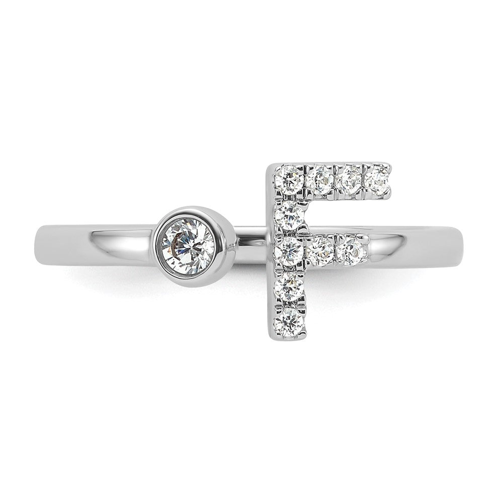 14k White Gold 1/6 Ct. Lab Grown Diamond VS/SI+ G+ Initial F Adjustable Ring