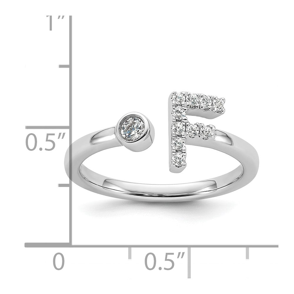 14k White Gold 1/6 Ct. Lab Grown Diamond VS/SI+ G+ Initial F Adjustable Ring