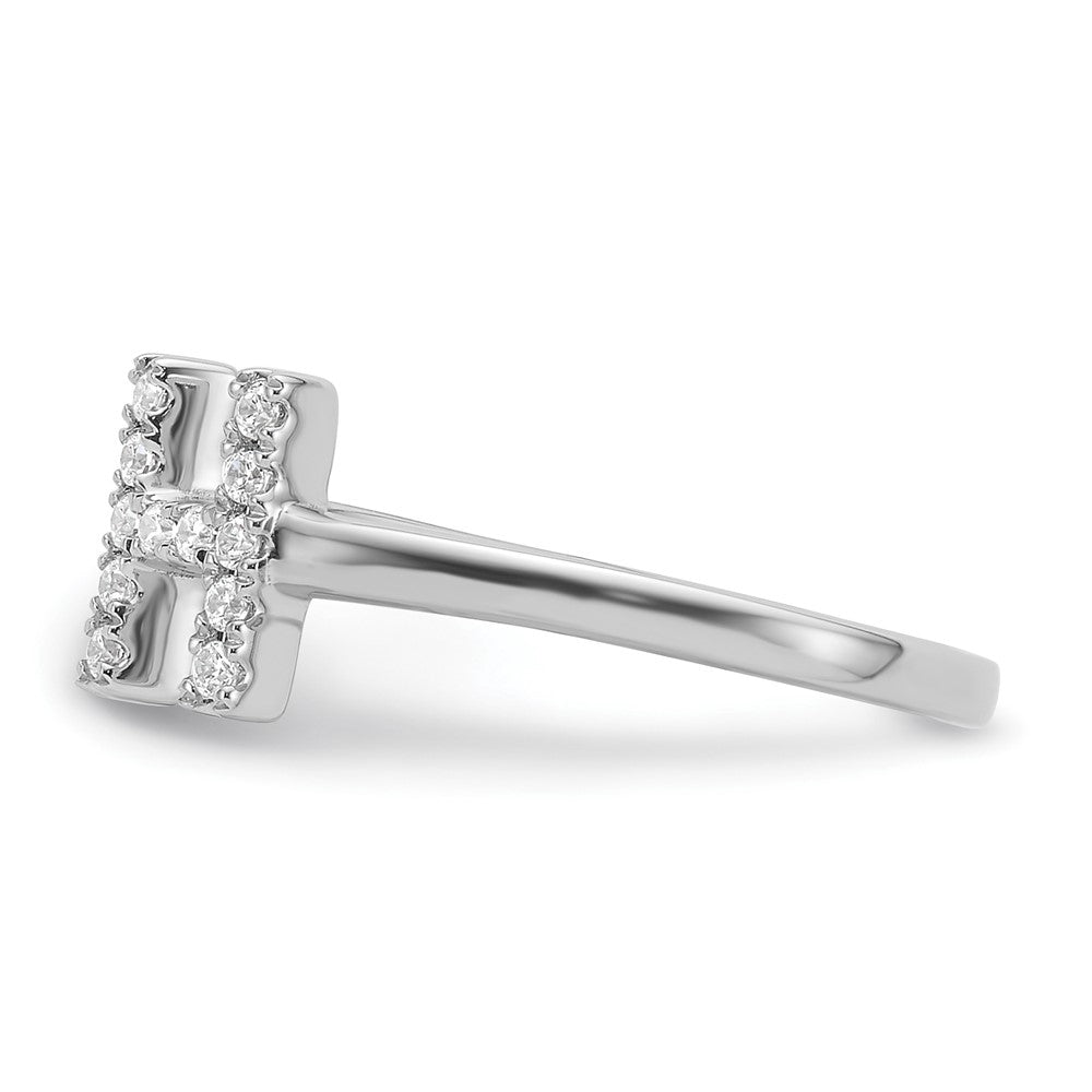 14k White Gold 1/5 Ct. Lab Grown Diamond VS/SI+ G+ Initial H Adjustable Ring