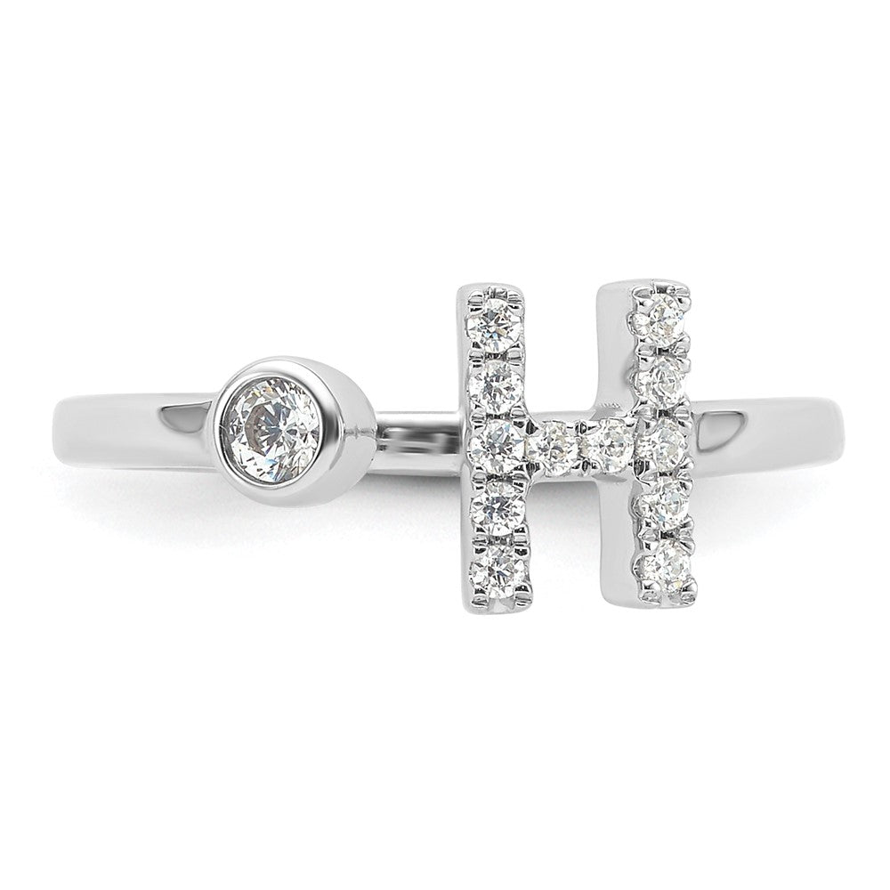 14k White Gold 1/5 Ct. Lab Grown Diamond VS/SI+ G+ Initial H Adjustable Ring