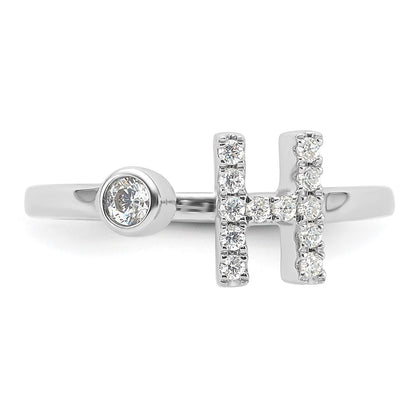 14k White Gold 1/5 Ct. Lab Grown Diamond VS/SI+ G+ Initial H Adjustable Ring