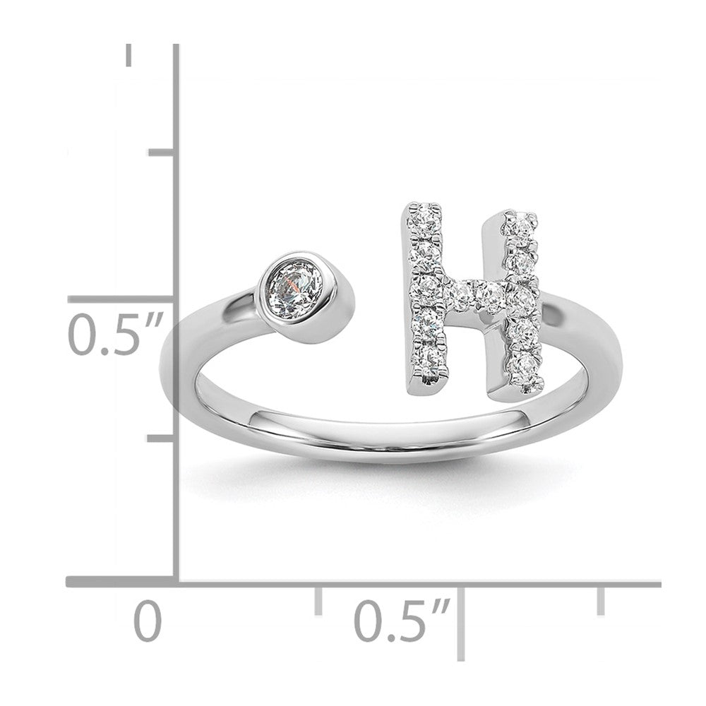 14k White Gold 1/5 Ct. Lab Grown Diamond VS/SI+ G+ Initial H Adjustable Ring