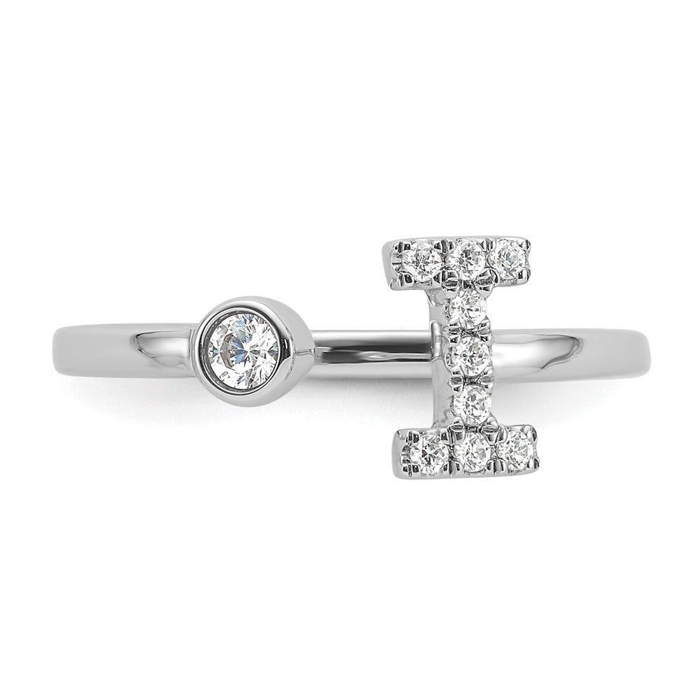 14k White Gold 1/6 Ct. Lab Grown Diamond VS/SI+ G+ Initial I Adjustable Ring