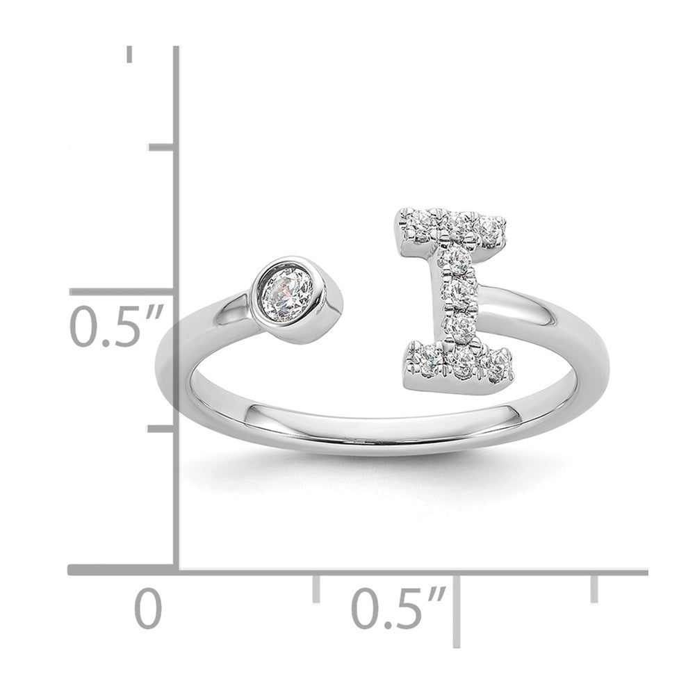 14k White Gold 1/6 Ct. Lab Grown Diamond VS/SI+ G+ Initial I Adjustable Ring