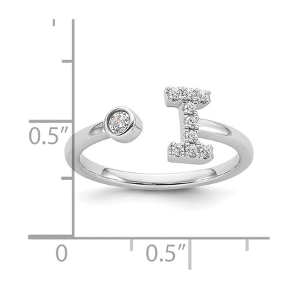 14k White Gold 1/6 Ct. Lab Grown Diamond VS/SI+ G+ Initial I Adjustable Ring