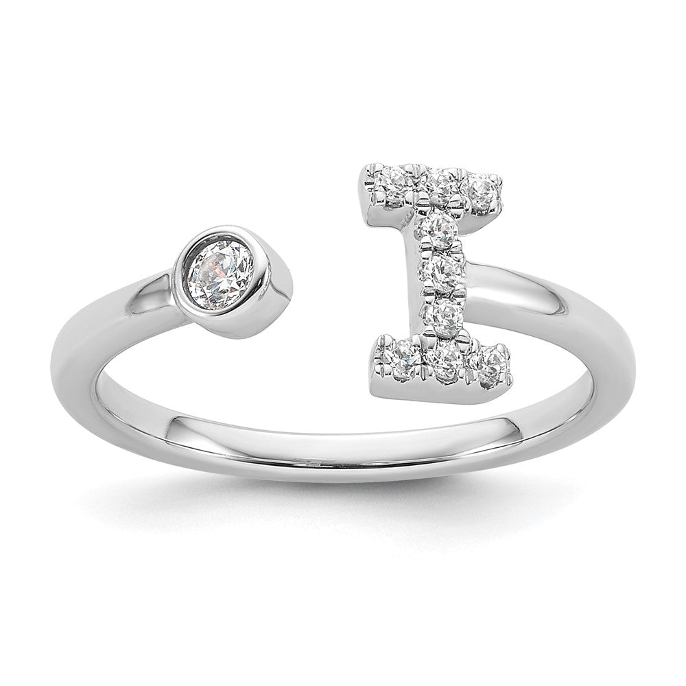 14k White Gold 1/6 Ct. Lab Grown Diamond VS/SI+ G+ Initial I Adjustable Ring