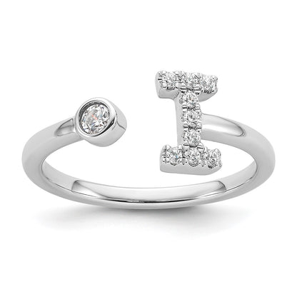 14k White Gold 1/6 Ct. Lab Grown Diamond VS/SI+ G+ Initial I Adjustable Ring