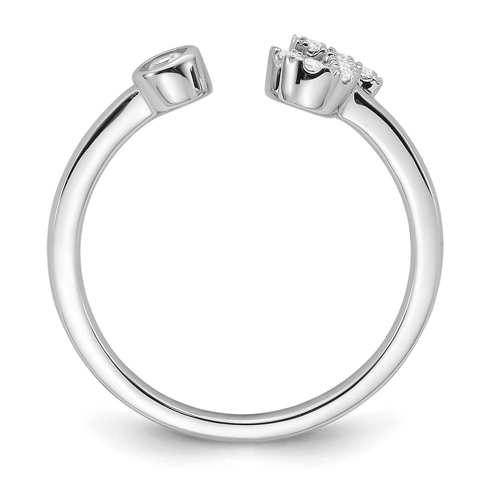 14k White Gold 1/6 Ct. Lab Grown Diamond VS/SI+ G+ Initial J Adjustable Ring
