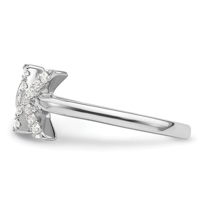 14k White Gold 1/5 Ct. Lab Grown Diamond VS/SI+ G+ Initial K Adjustable Ring