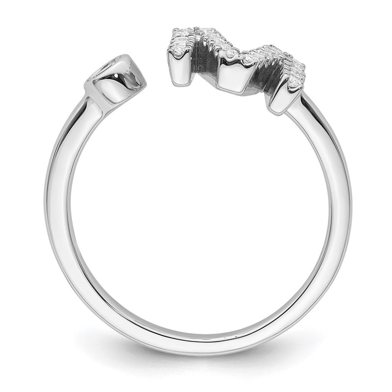 14k White Gold 1/4 Ct. Lab Grown Diamond VS/SI+ G+ Initial M Adjustable Ring