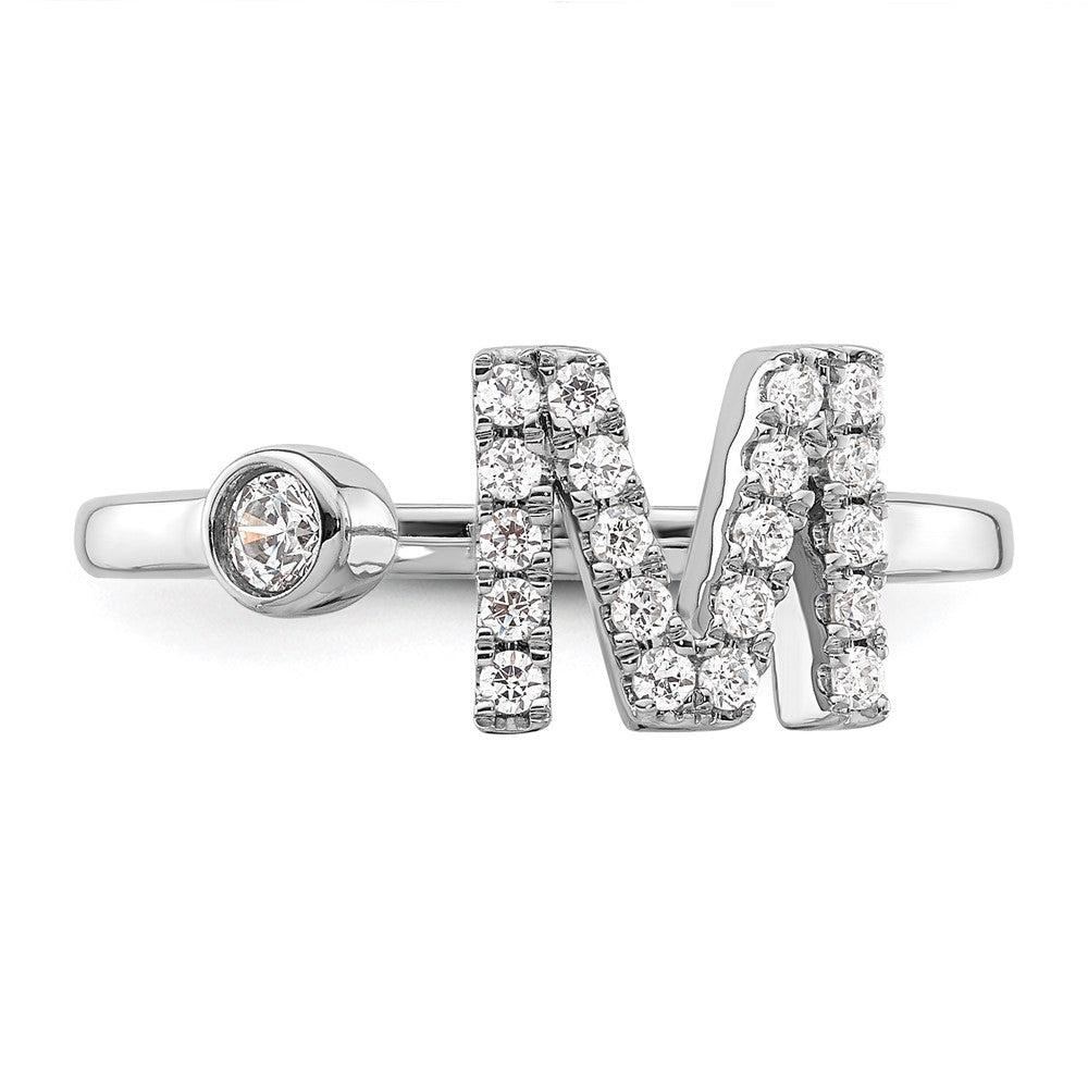 14k White Gold 1/4 Ct. Lab Grown Diamond VS/SI+ G+ Initial M Adjustable Ring