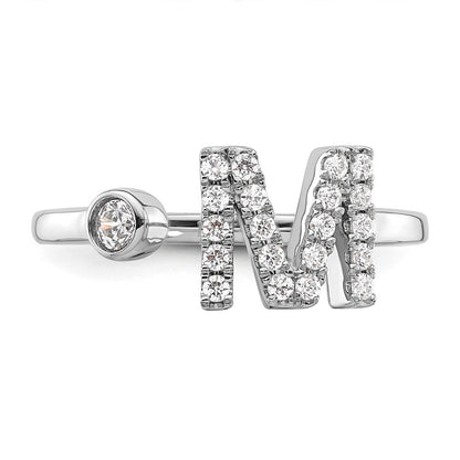 14k White Gold 1/4 Ct. Lab Grown Diamond VS/SI+ G+ Initial M Adjustable Ring
