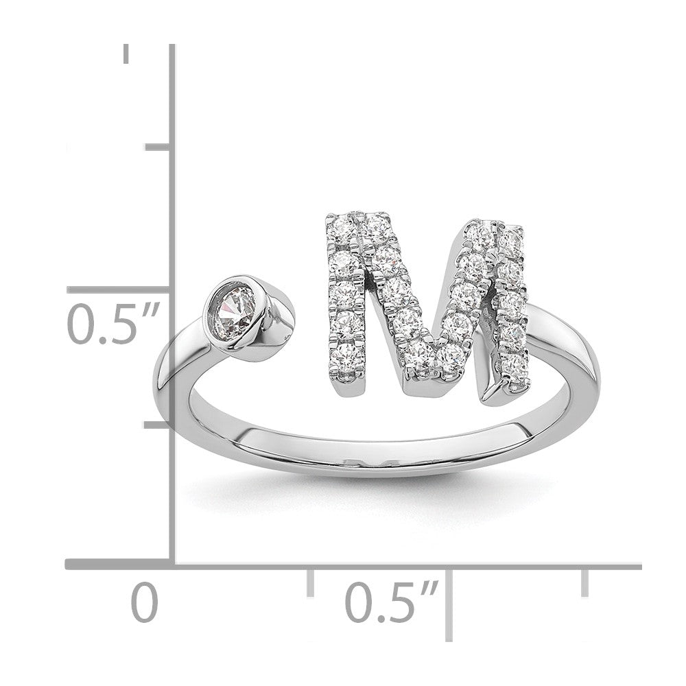 14k White Gold 1/4 Ct. Lab Grown Diamond VS/SI+ G+ Initial M Adjustable Ring