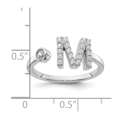 14k White Gold 1/4 Ct. Lab Grown Diamond VS/SI+ G+ Initial M Adjustable Ring