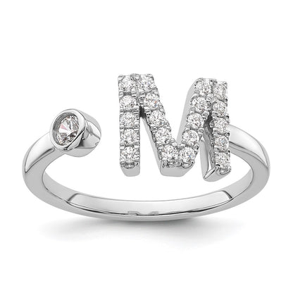 14k White Gold 1/4 Ct. Lab Grown Diamond VS/SI+ G+ Initial M Adjustable Ring