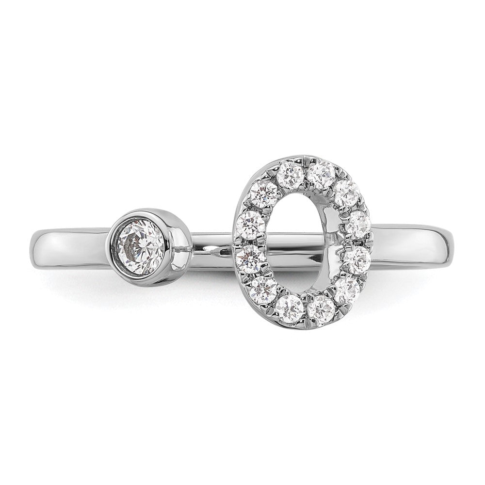 14k White Gold 1/5 Ct. Lab Grown Diamond VS/SI+ G+ Initial O Adjustable Ring