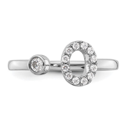 14k White Gold 1/5 Ct. Lab Grown Diamond VS/SI+ G+ Initial O Adjustable Ring