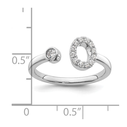 14k White Gold 1/5 Ct. Lab Grown Diamond VS/SI+ G+ Initial O Adjustable Ring