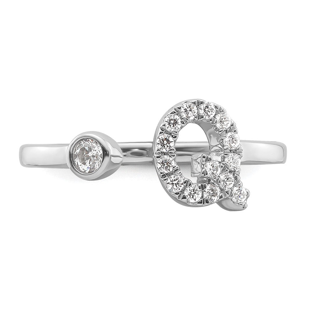 14k White Gold 1/5 Ct. Lab Grown Diamond VS/SI+ G+ Initial Q Adjustable Ring