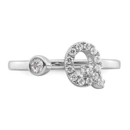 14k White Gold 1/5 Ct. Lab Grown Diamond VS/SI+ G+ Initial Q Adjustable Ring