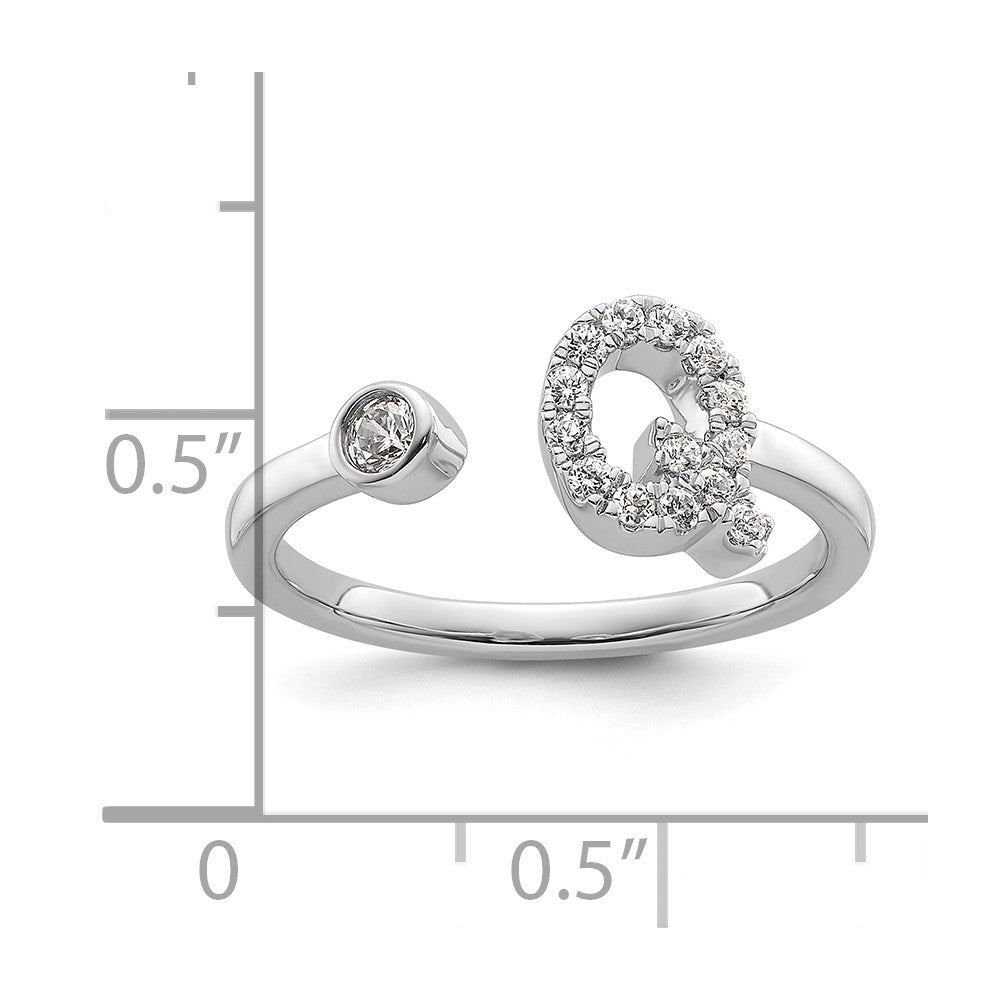 14k White Gold 1/5 Ct. Lab Grown Diamond VS/SI+ G+ Initial Q Adjustable Ring