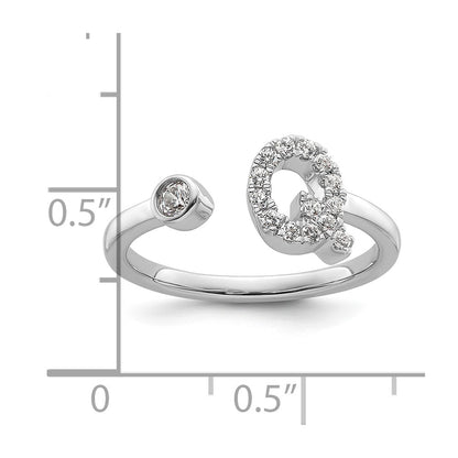 14k White Gold 1/5 Ct. Lab Grown Diamond VS/SI+ G+ Initial Q Adjustable Ring