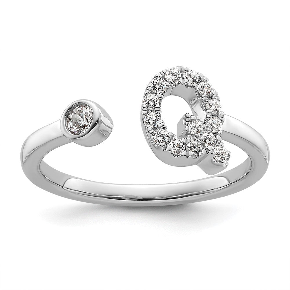 14k White Gold 1/5 Ct. Lab Grown Diamond VS/SI+ G+ Initial Q Adjustable Ring