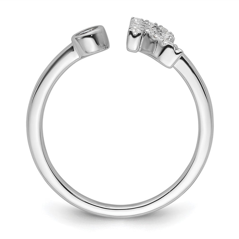 14k White Gold 1/5 Ct. Lab Grown Diamond VS/SI+ G+ Initial R Adjustable Ring