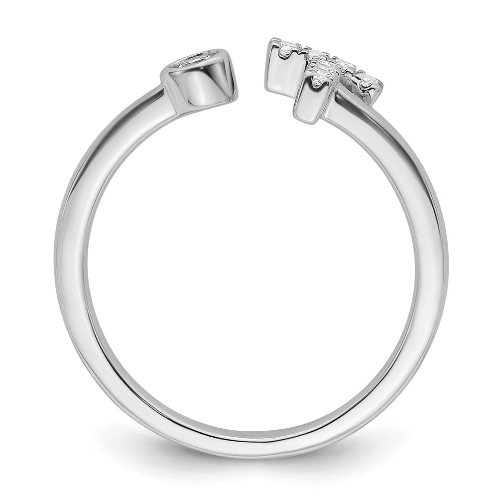 14k White Gold 1/6 Ct. Lab Grown Diamond VS/SI+ G+ Initial T Adjustable Ring