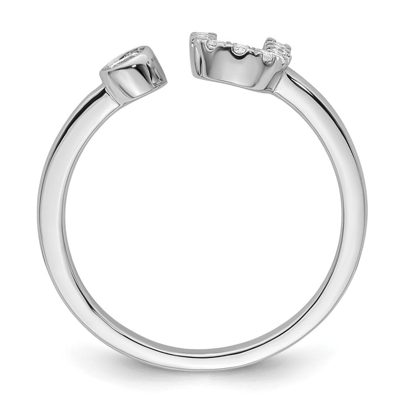 14k White Gold 1/6 Ct. Lab Grown Diamond VS/SI+ G+ Initial U Adjustable Ring