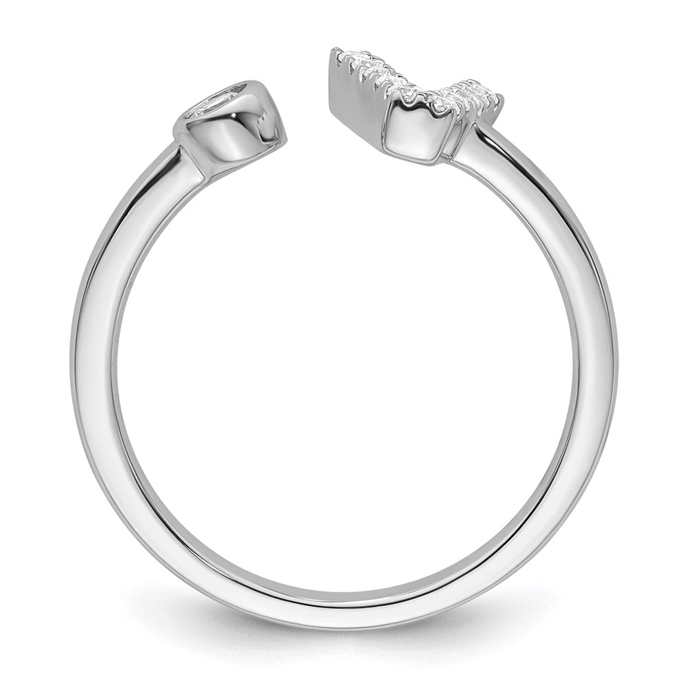 14k White Gold 1/6 Ct. Lab Grown Diamond VS/SI+ G+ Initial V Adjustable Ring